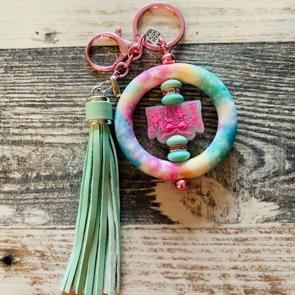 Colorful Tie-Dye Key & Card Holder with Tassel